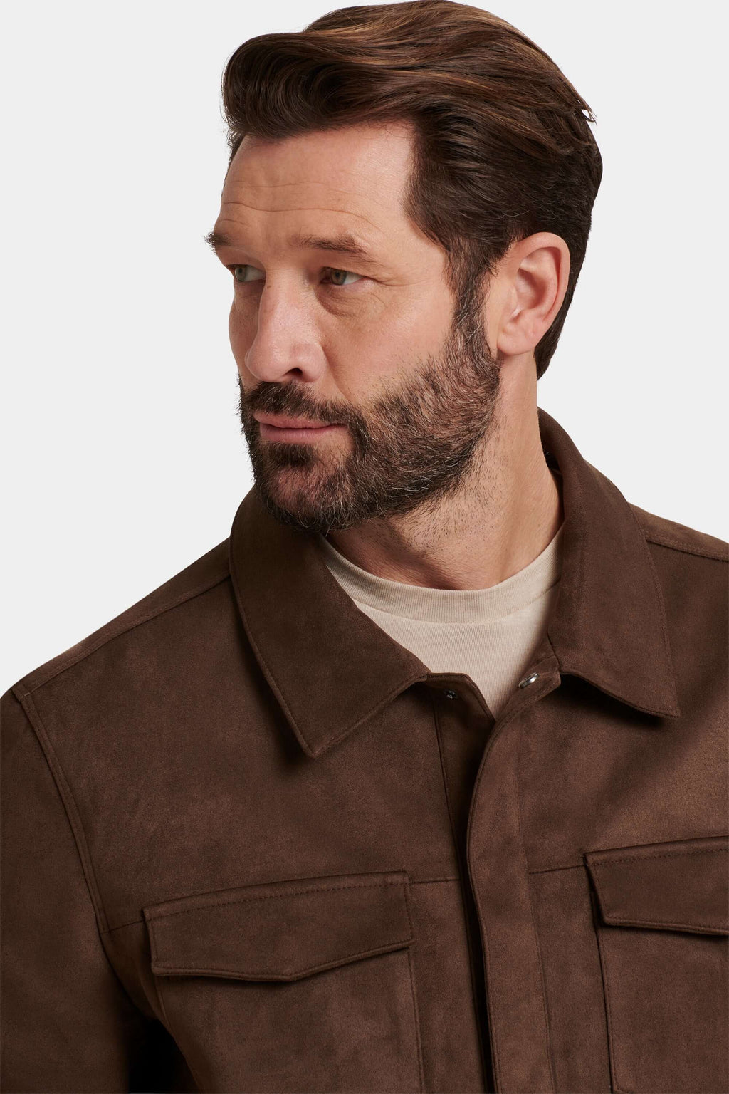 THE PIO FAUX SUEDE OVERSHIRT