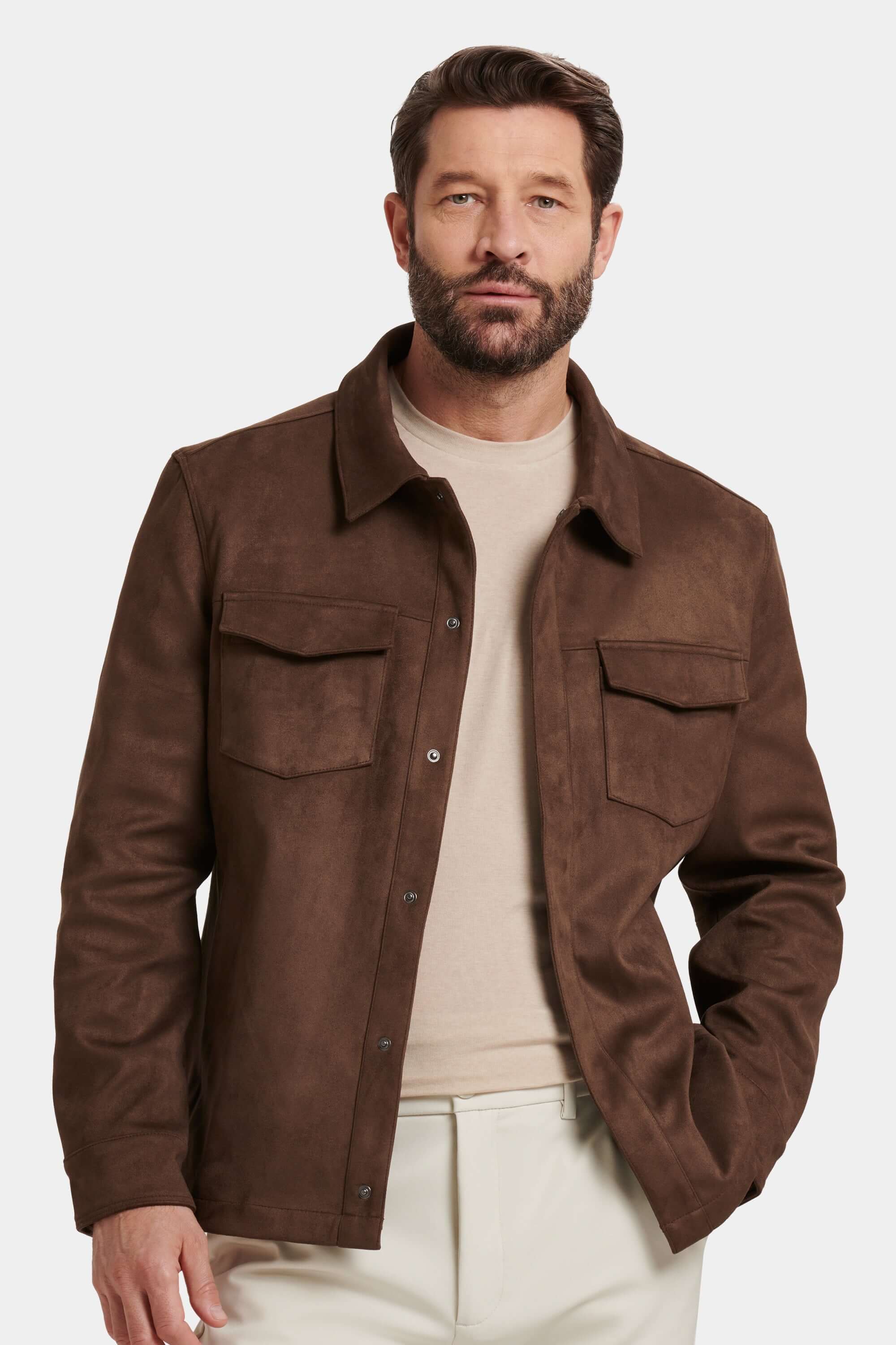 THE PIO FAUX SUEDE OVERSHIRT