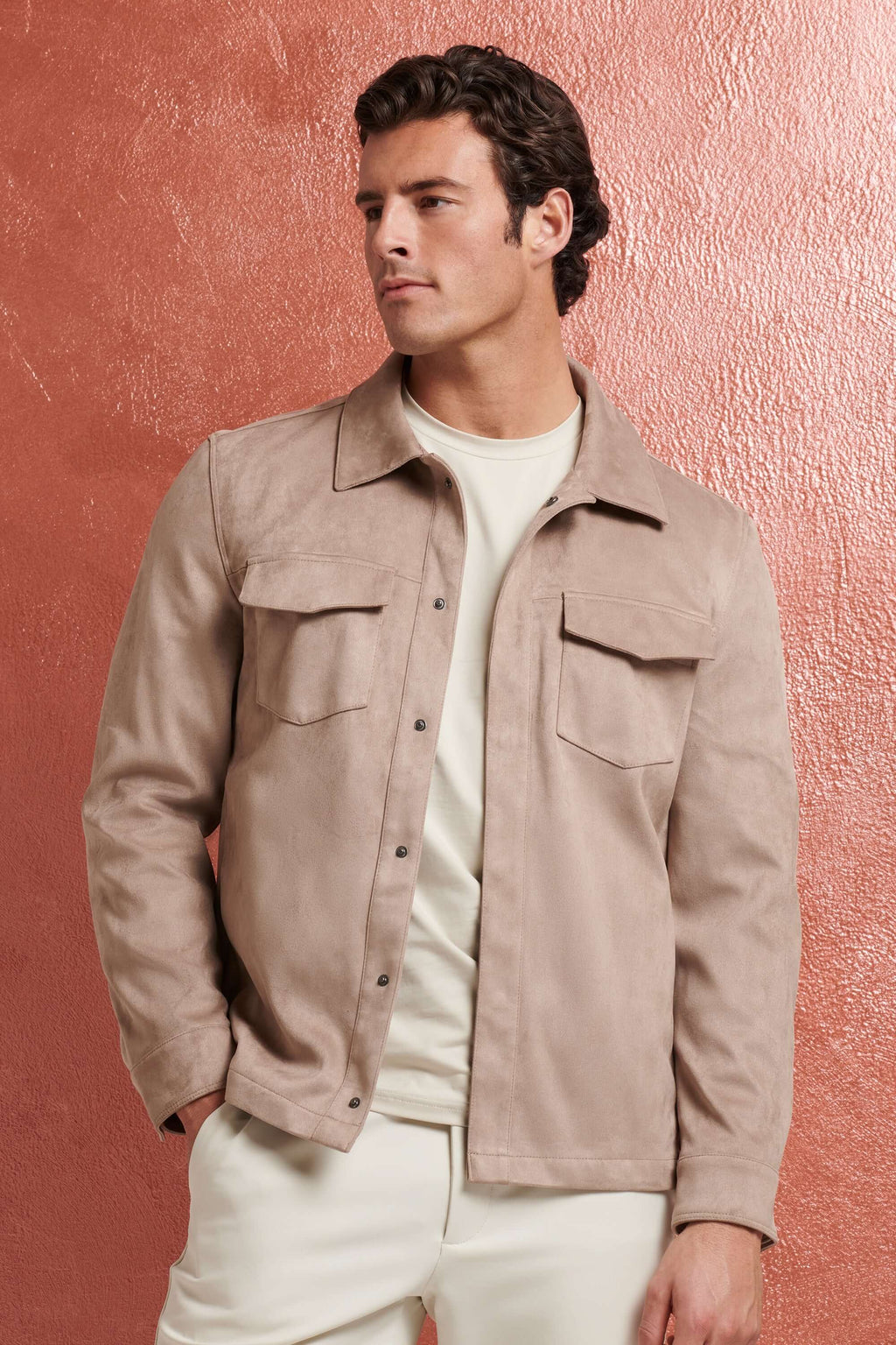 THE PIO FAUX SUEDE OVERSHIRT